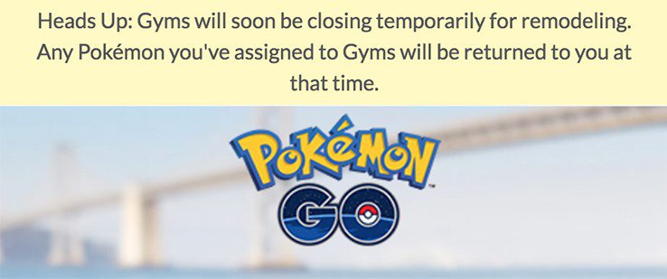 pokemon go gyms closing