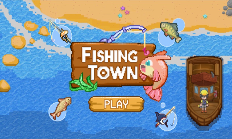 Fishing Town ตกปลาได้เงินมาแรงสไตล์ภาพ 8-Bit ตกปลาได้เงินมาแรงสไตล์ภาพ 8-Bit