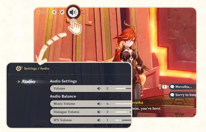 ปรับตั้งค่าเสียงระหว่างบทสนทนา ในเกม Genshin Impact
