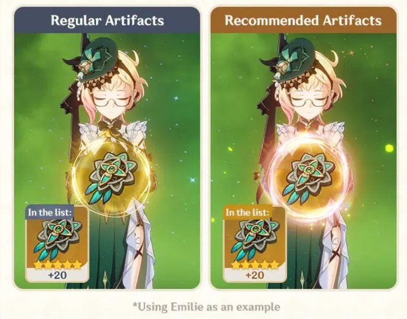 ทำเครื่องหมายอาร์ทิแฟกต์ที่เกมาะกับตัวละครในเกม Genshin Impact