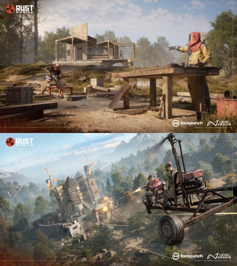 การสร้างฐานและการบุกโจมตีในเกม Rust Mobile