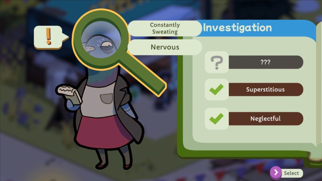 การตาบสืบคดีจากผู้ต้องสงสัยในเกม Duck Detective: Ghost Glamping