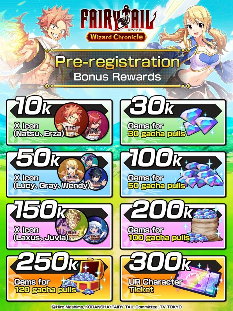 รางวัลลงทะเบียนล่วงหน้าเกม FAIRY TAIL: Wizard Chronicle