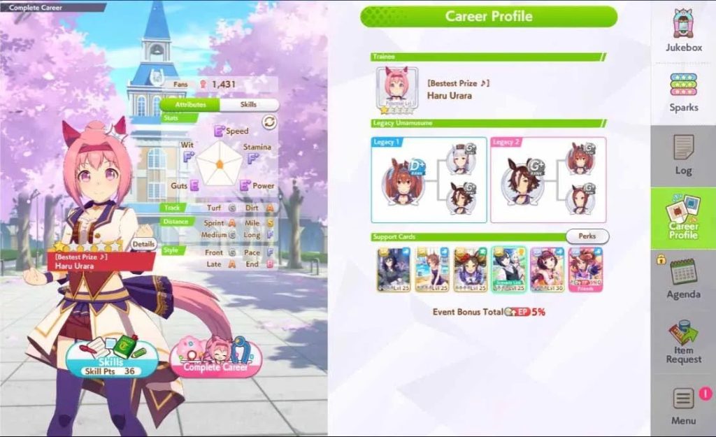 ระบบการฝึกฝน ที่เป็นข่าวลือว่าคืนต้นตอการฟ้องของ KONAMI และ Cygames