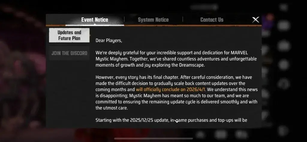 NetEase ยันปิดเซิร์ฟ MARVEL Mystic Mayhem 1 เม.ย. 2026 หลังเปิดได้แค่ 6 เดือน 1 ประกาศปิดตัวเกม MARVEL Mystic Mayhem