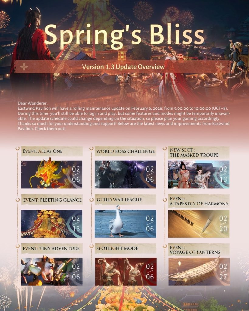 รายละเอียดการอัปเดต Where Winds Meet 1.3